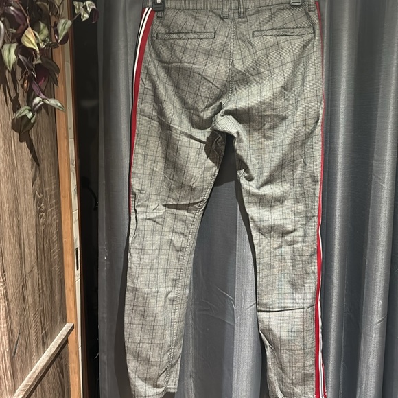 Men’s Highland Gray Plaid Pants with Red Stripe-Regular Fit - Picture 4 of 5